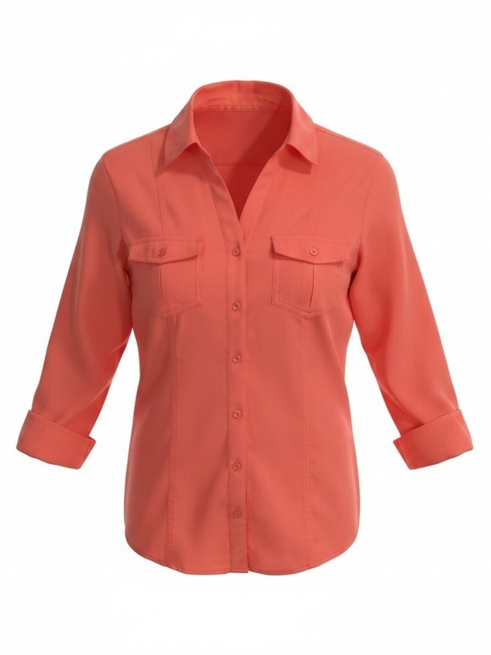 Cato Coral Button-Down Shirt with Front Pockets